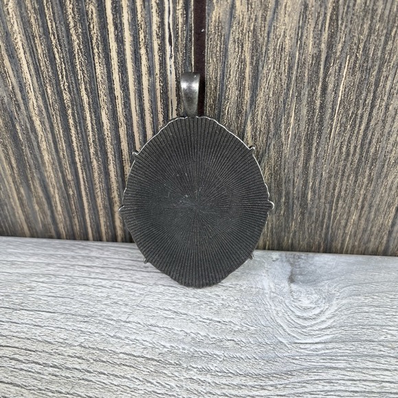 Vintage Silver Tone Green Carved Victorian Cameo Pendant 2.3" - Picture 7 of 16